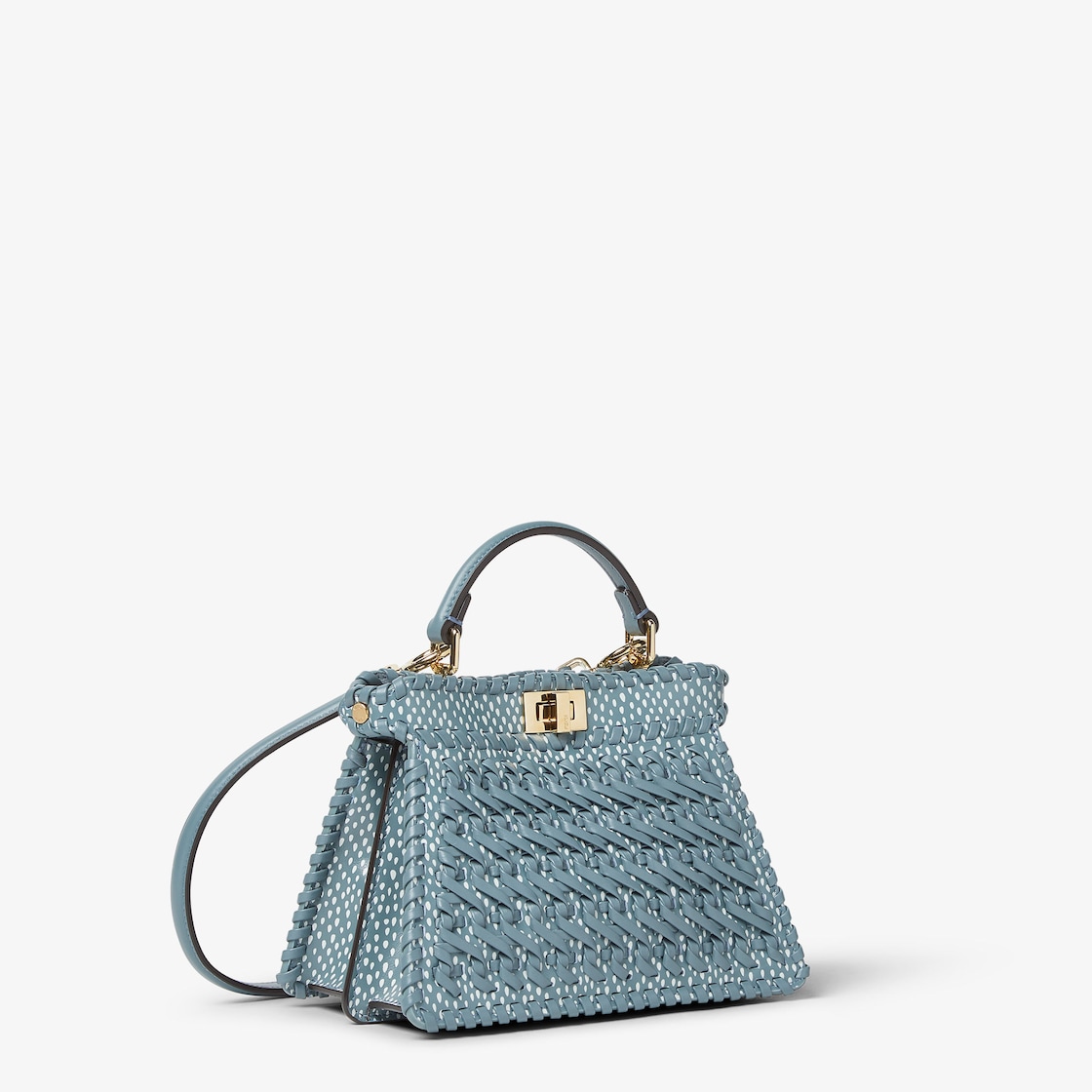 FENDI Peekaboo ISeeU Petite Mercury blue interlaced leather bag - Image 4